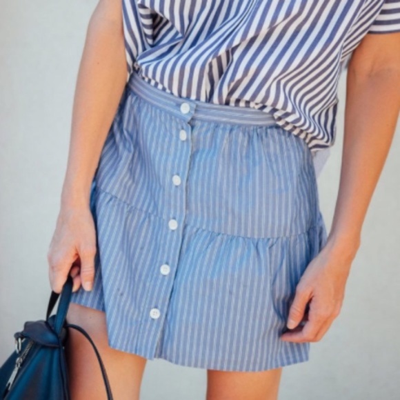 Madewell Dresses & Skirts - Madewell Bistro Mini Skirt in Stripe Blue SZ S